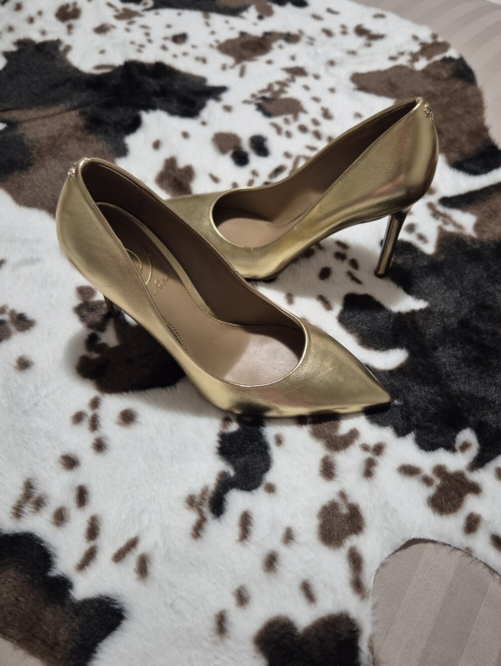 Sam Edelman Metallic Gold Pointed Toe Pumps ..Size:5.5 - Picture 2 of 14
